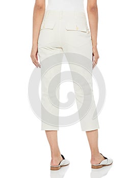 Woman in tight jeans and heels, white background, Casual Summer Pants Women High Waist Trousers for Women