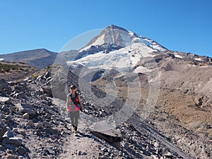 Woman on the Timberline Trail on Mount Hood, Oregon.