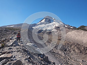 Woman on the Timberline Trail on Mount Hood, Oregon.