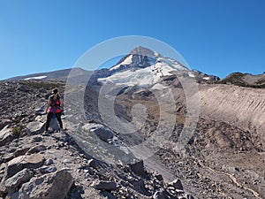 Woman on the Timberline Trail on Mount Hood, Oregon.