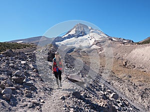 Woman on the Timberline Trail on Mount Hood, Oregon.