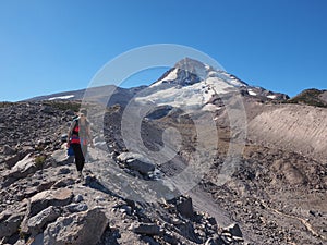 Woman on the Timberline Trail on Mount Hood, Oregon.