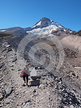 Woman on the Timberline Trail on Mount Hood, Oregon.