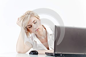 Woman tired at work photo