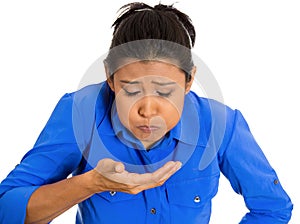 Woman about to throw up