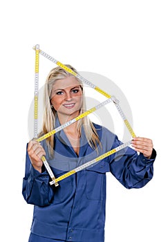 Woman with a tool as a mechanic