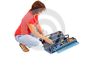 Woman on the tool box