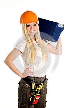 Woman and tool box