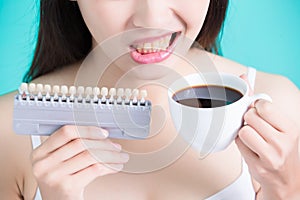 Woman with tooth whiten photo