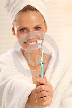 Woman with Toothbrush