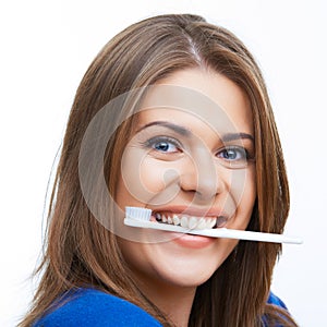 Woman with toothy brush