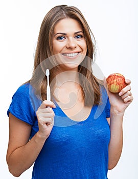 Woman with toothy brush