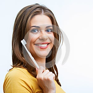 Woman with toothy brush