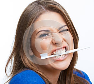 Woman with toothy brush