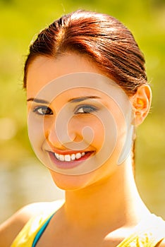 Woman with toothy smile