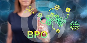 Woman touching a bpo concept