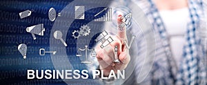 Woman touching a business plan concept