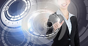 Woman touching circle interface