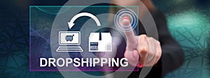 Woman touching a dropshipping concept