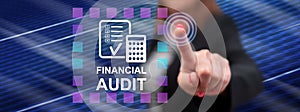 Woman touching a financial audit concept