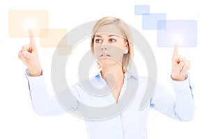 Woman touching future