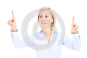 Woman touching future