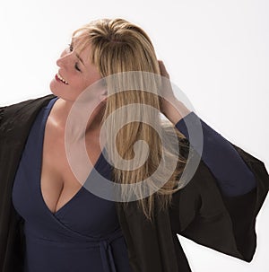 Woman touching her hair