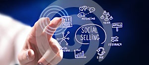 Woman touching a social selling concept photo