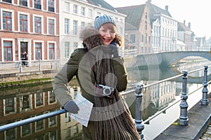 Woman tourist in Bruges, Belgium