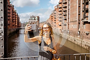 Woman tourist in Hamburg