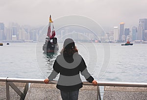 Woman tourist in Hong Kong