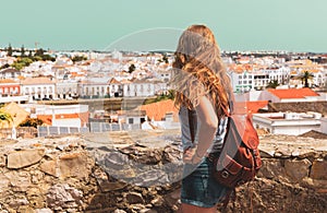 Woman tourist traveling in Algarve