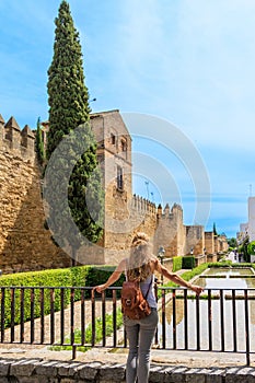 Woman tourist visiting city landscape of Cordoba