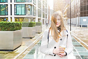 Woman with tousled hair photo