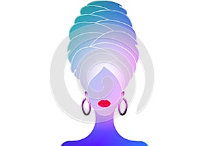 Woman with a towel on the head after shower or bath. Beautiful women with turban logo  illustration for spa or beauty. SPA