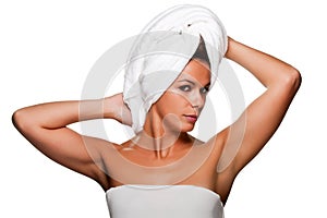 Woman With Towel on Her Head