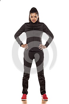 Woman in tracksuits