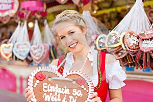 Woman in traditional Bavarian dirndl on festival