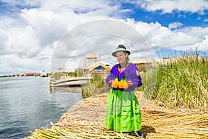 Woman in traditional indigenous clothing, Peru