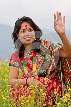 Woman in traditional Nepali costume