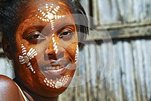Woman with traditionally painted face