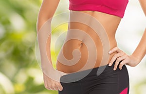 Woman trained abs photo