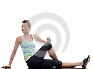 Woman training abdominals workout posture photo