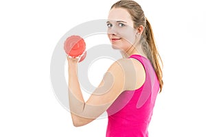 Woman training her arms