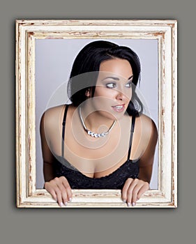 Woman trapped in frame.