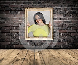 Woman trapped in frame.