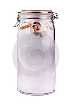 Woman Trapped In A Jar