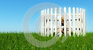 Woman trapped in picket fence