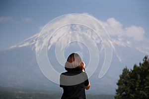 Woman travel at Mt. Fuji Japan