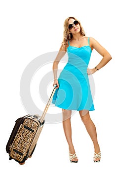 Woman with travel suitcase